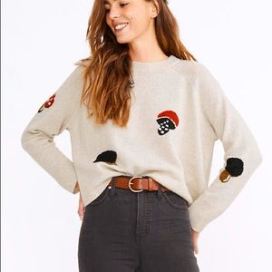 Madewell Mushroom Intarsia Pullover Sweater